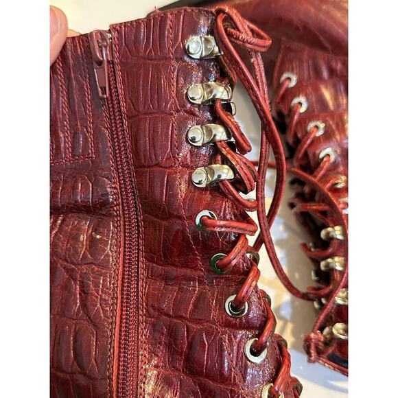 Jeffrey Campbell Red Leather Desperado Lace Up Boots Size 5.5 - Picture 16 of 16